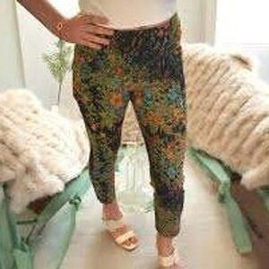 Soft Surrounding Tropical Art to Wear Stretchy Floral Slim Pant Size PS Petite S